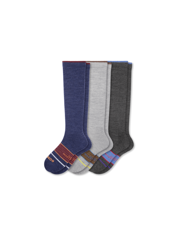 New Design Men's Merino Wool Blend Everyday Compression Socks 3-Pack (15-20mmHg) On Hand Now